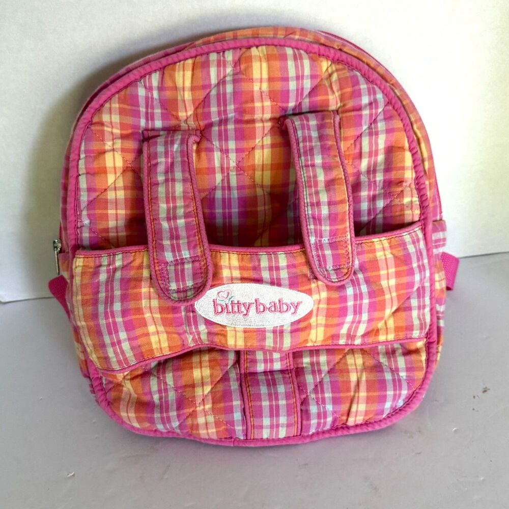 American Girl, Bitty Baby Pink Plaid Doll Carrier Backpack